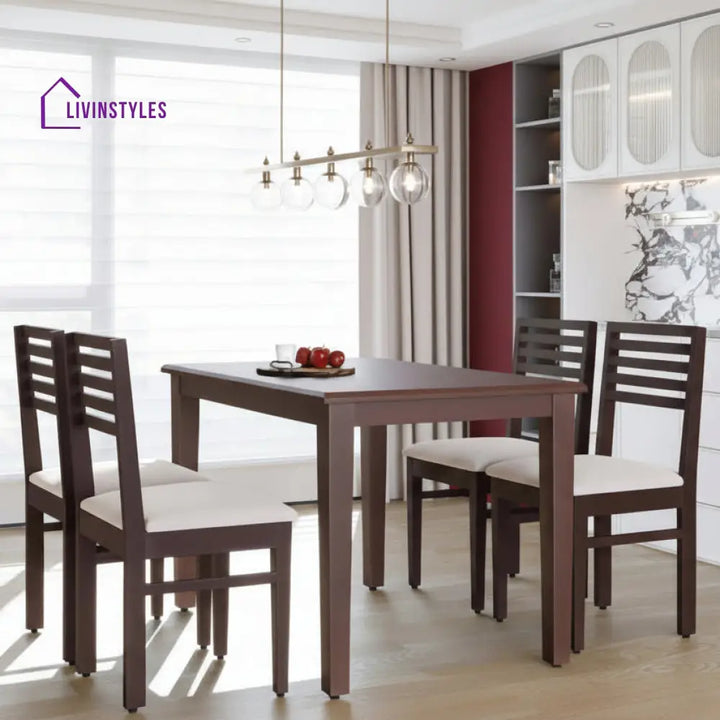 Tam Solid Wood 4 Seater Dining Set with Dining Chair