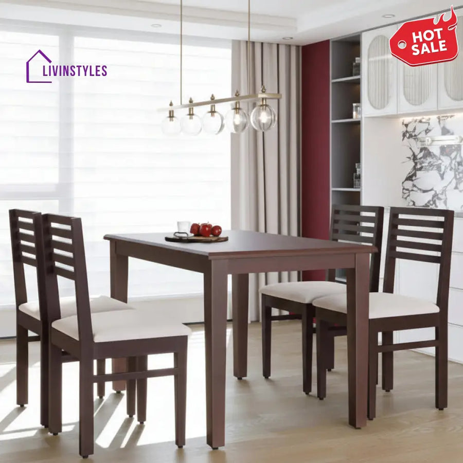 Tam Solid Wood 4 Seater Dining Set with Dining Chair
