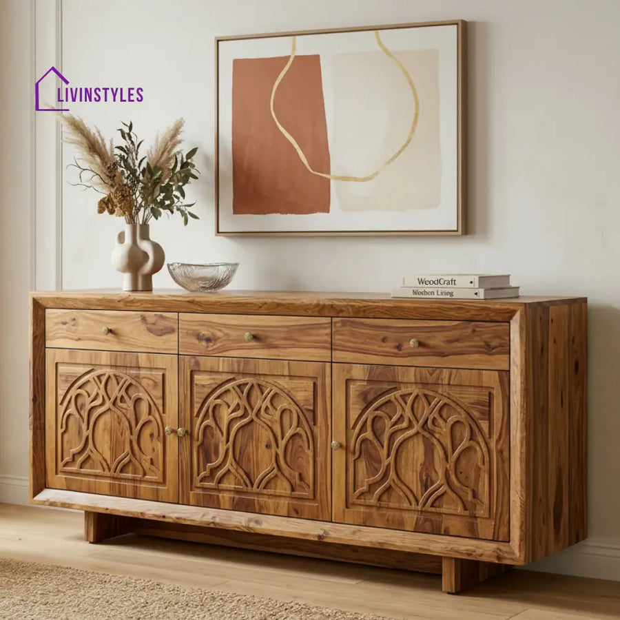Tama Sheesham Wood Cabinet and Sideboard (Honey Finish)