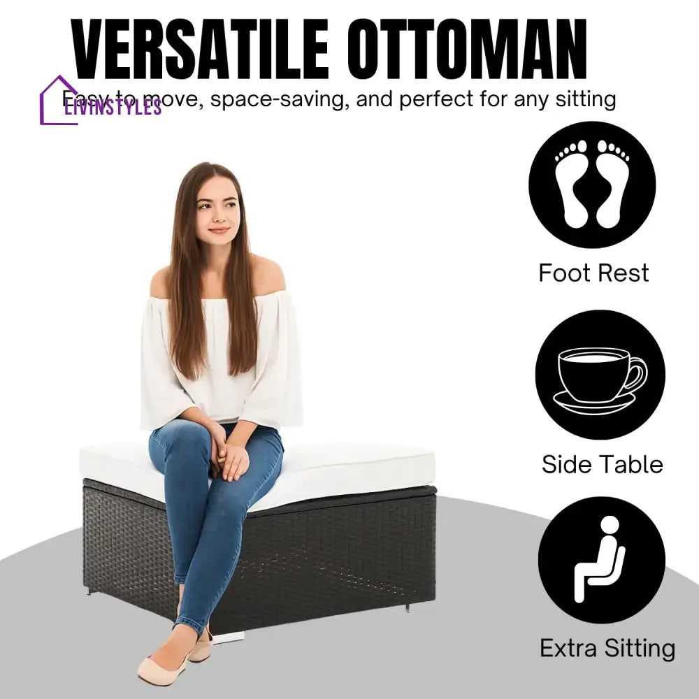 Tamara 6-Piece Outdoor Conversation Set (Black/Off-White) - Sofa Set