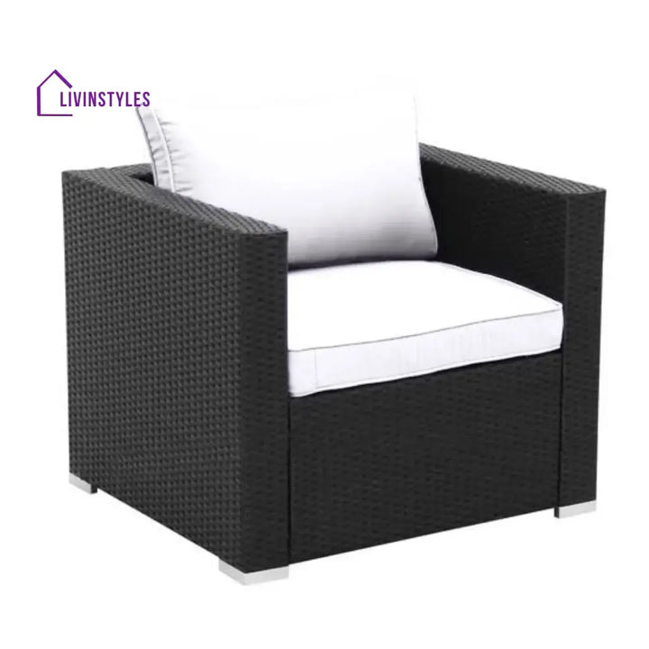 Tamara 6-Piece Outdoor Conversation Set (Black/Off-White) - Sofa Set