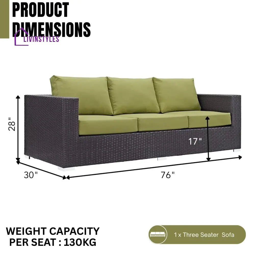 Tamara Outdoor All-Weather Wicker 3-Seater Sofa - Sofa Set