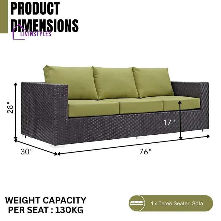 Tamara Outdoor All-Weather Wicker 3-Seater Sofa - Sofa Set