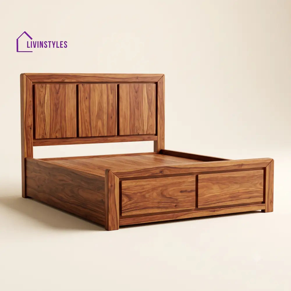Tamilarasi Sheesham Wood Bed With Box Storage | Wooden Bed