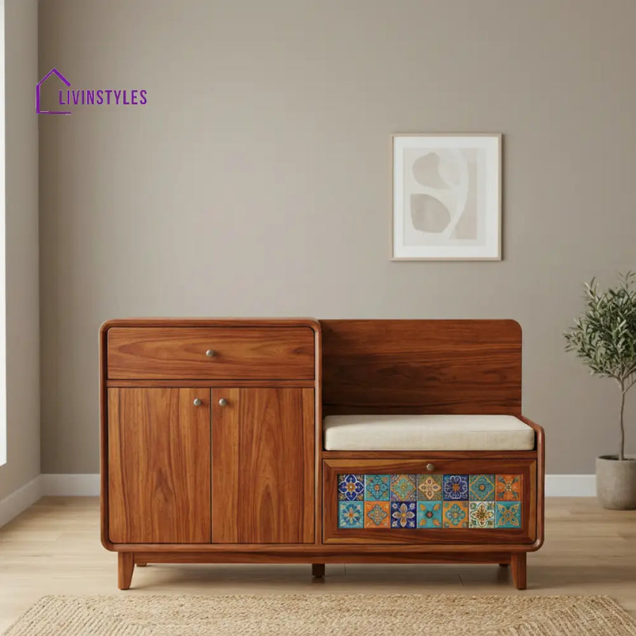 Tangaroa Solid Wood Sheesham Shoe Rack (Honey Finish)