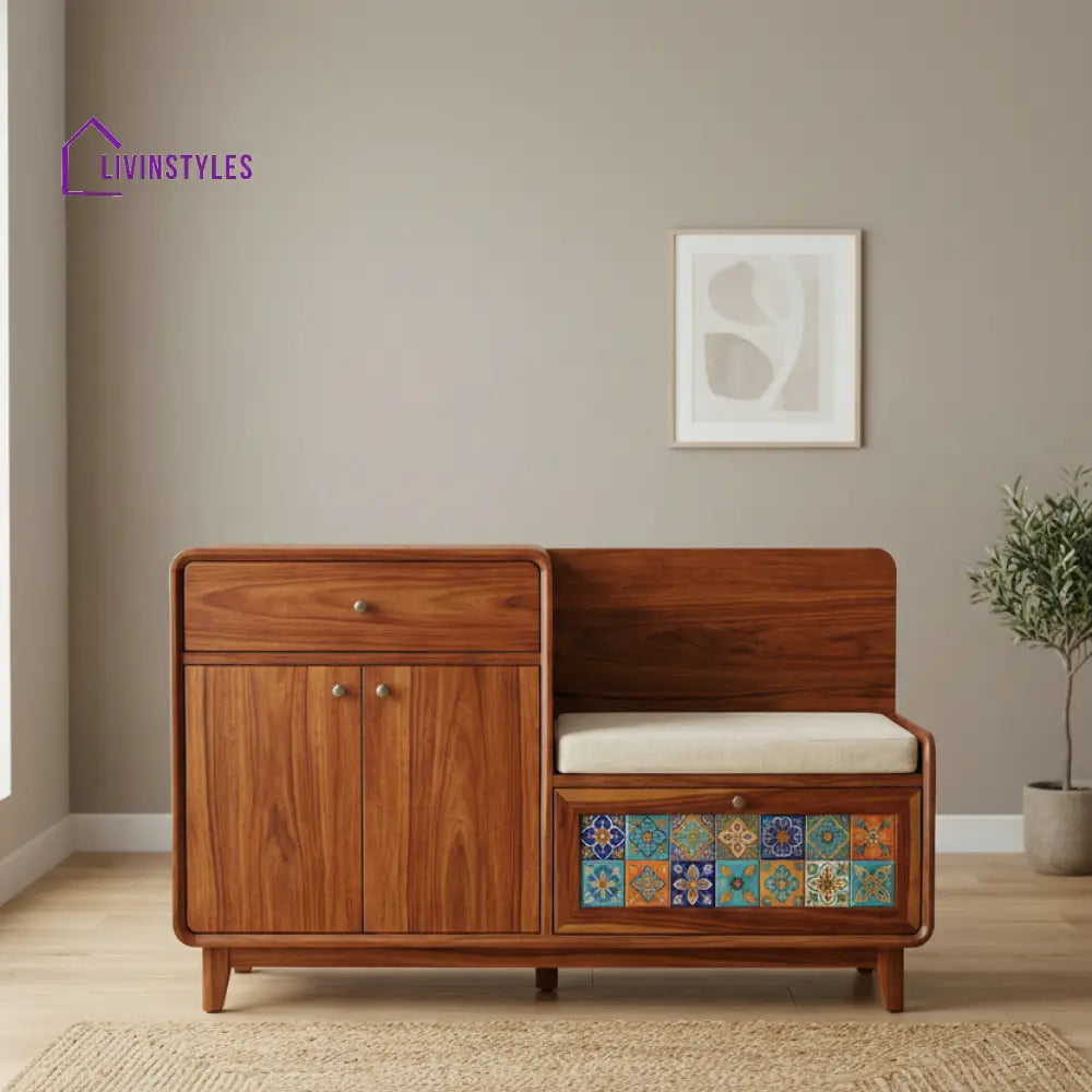 Tangaroa Solid Wood Sheesham Shoe Rack (Honey Finish)
