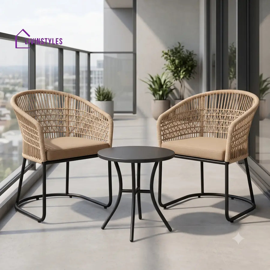 Tania Outdoor Set 2 Chairs and 1 Table | Balcony Furniture Set