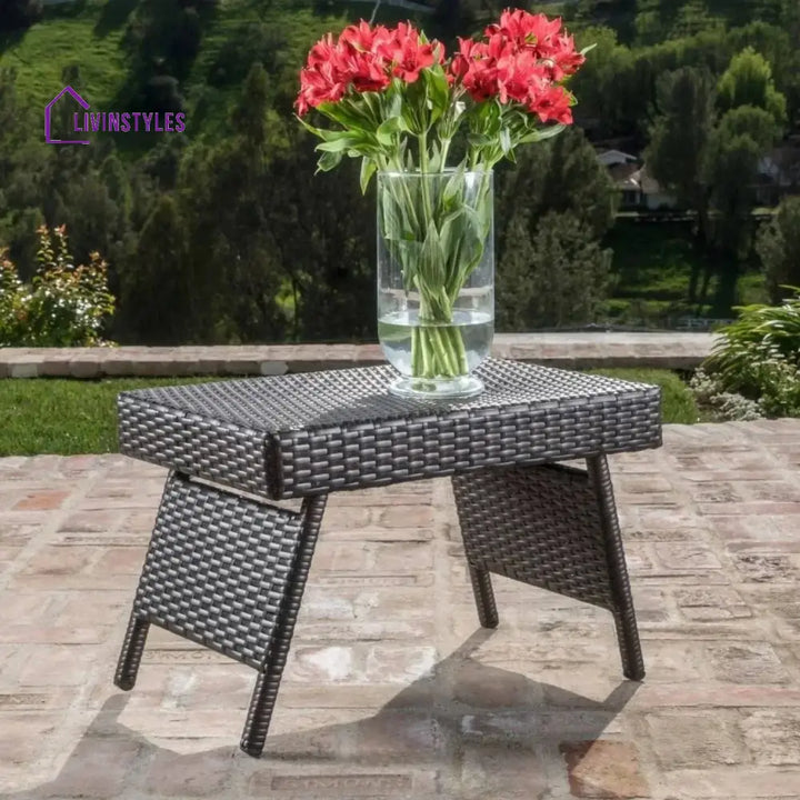 Tanirika Outdoor All-Weather HDPE Wicker Rattan Sunlounger Recliner with Side Table - Lounger Set