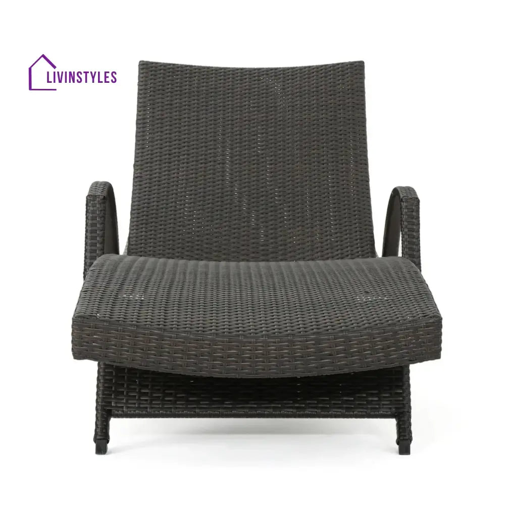 Tanirika Outdoor All-Weather HDPE Wicker Rattan Sunlounger Recliner with Side Table - Lounger Set