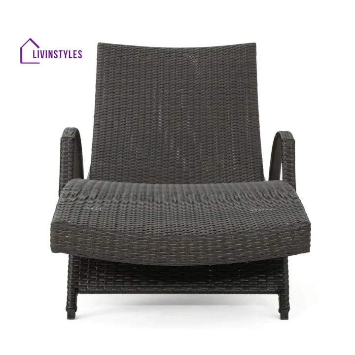 Tanirika Outdoor All-Weather HDPE Wicker Rattan Sunlounger Recliner with Side Table - Lounger Set