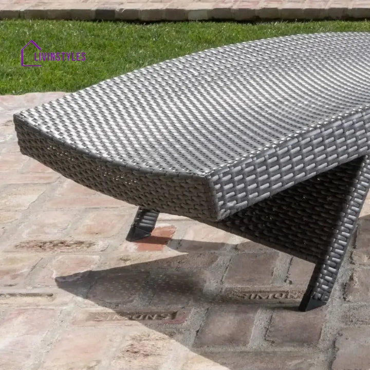 Tanirika Outdoor All-Weather HDPE Wicker Rattan Sunlounger Recliner with Side Table - Lounger Set