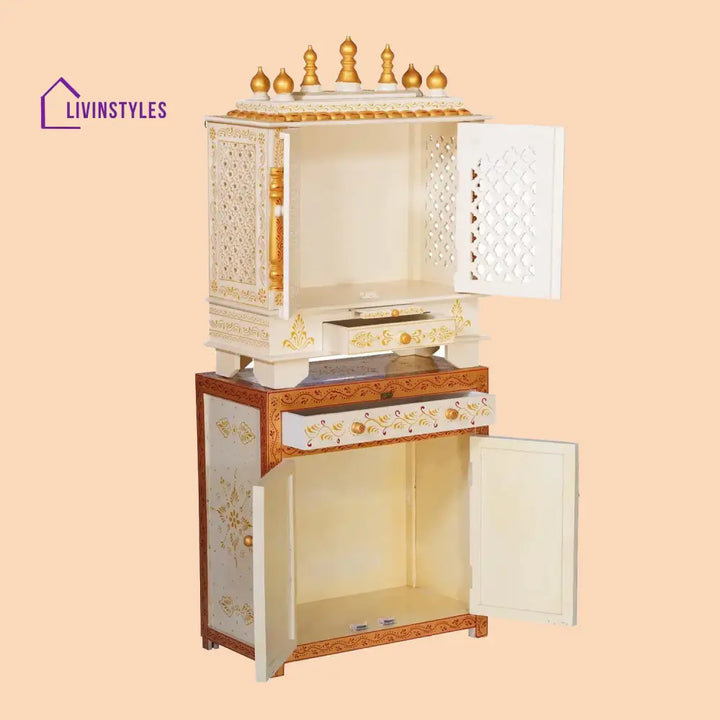 Tanisha Sheesham Wood And Mdf Home Temple With Cabinet For