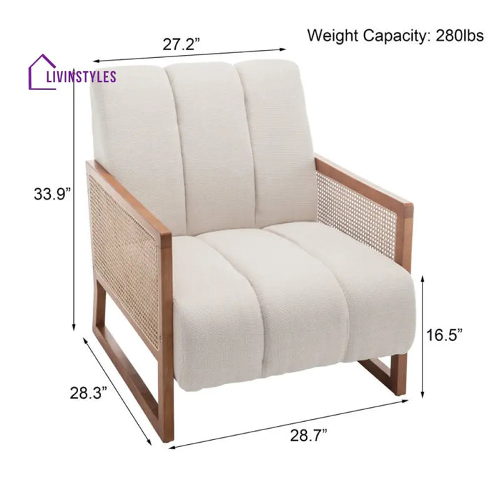 Tanishka Solid Wood and Fabric Arm Chair | Living Room Chair | Lounge Chair