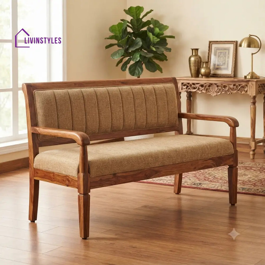 Tanner Wooden Bench for Living Room | Bedroom | Extra Seating