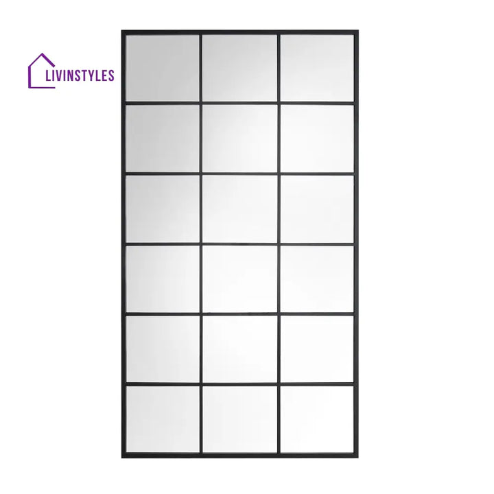 Chardwell Full Length Industrial Metal Window Mirror 180 x 100 cm Black Mirrors