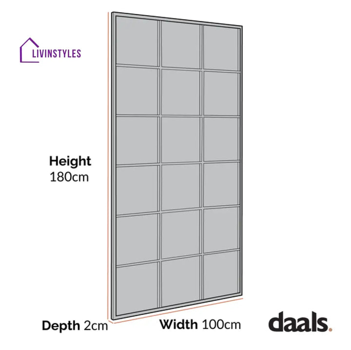 Chardwell Full Length Industrial Metal Window Mirror 180 x 100 cm Black Mirrors