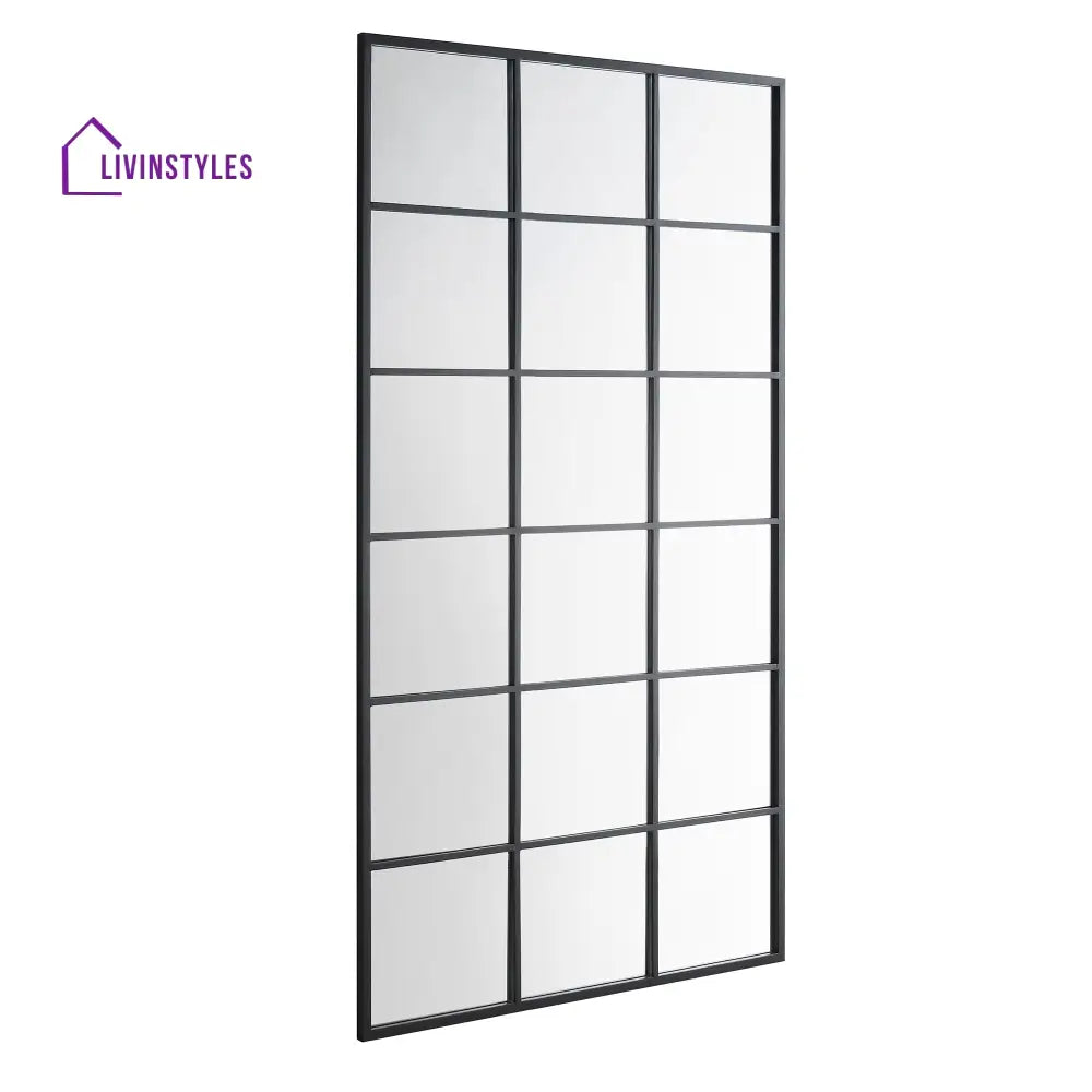 Chardwell Full Length Industrial Metal Window Mirror 180 x 100 cm Black Mirrors