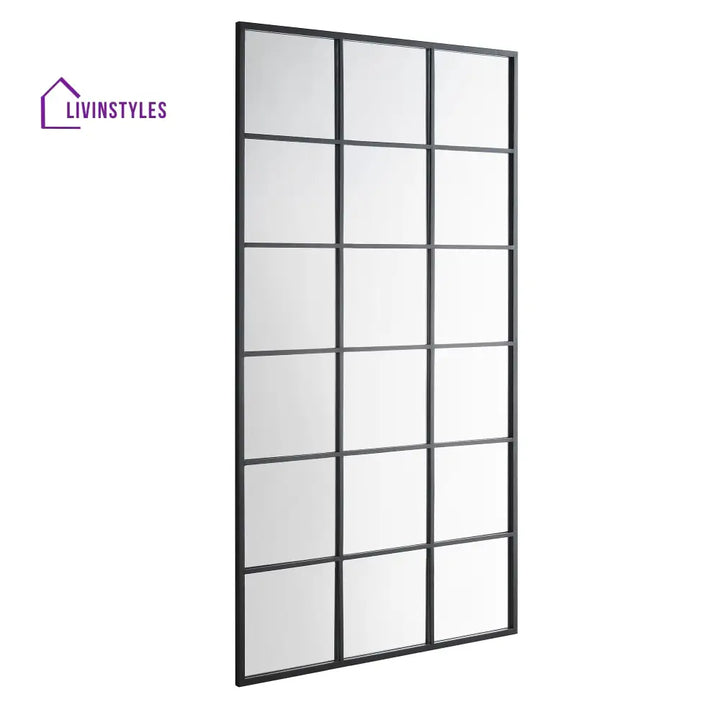 Chardwell Full Length Industrial Metal Window Mirror 180 x 100 cm Black Mirrors
