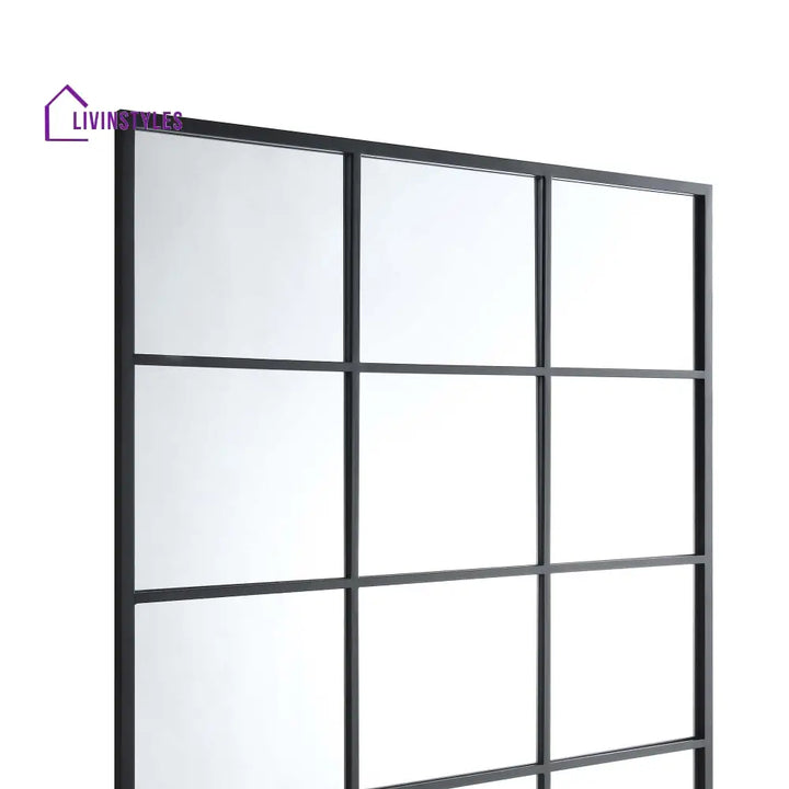 Chardwell Full Length Industrial Metal Window Mirror 180 x 100 cm Black Mirrors