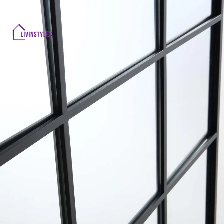 Chardwell Full Length Industrial Metal Window Mirror 180 x 100 cm Black Mirrors