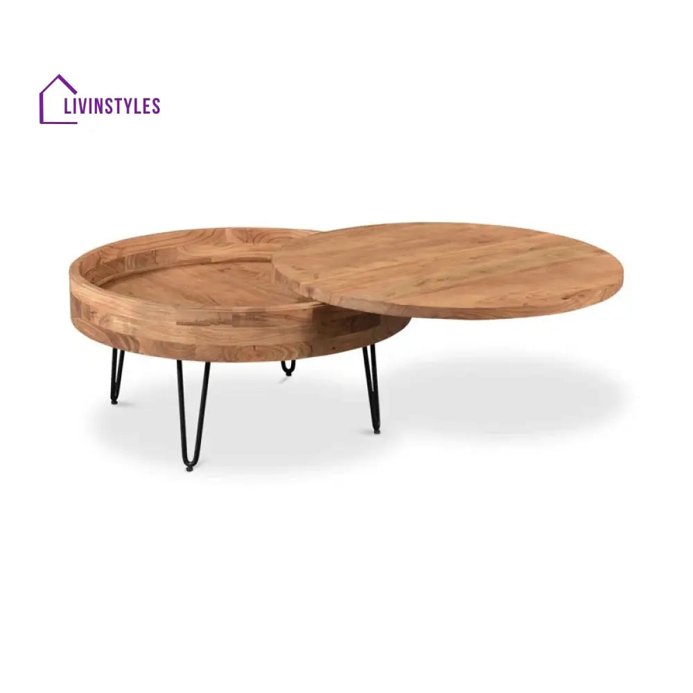Tanvi Solid Wood and Metal Coffee Table for Living Room