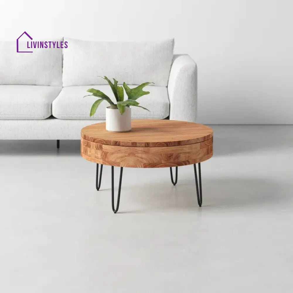 Tanvi Solid Wood and Metal Coffee Table for Living Room