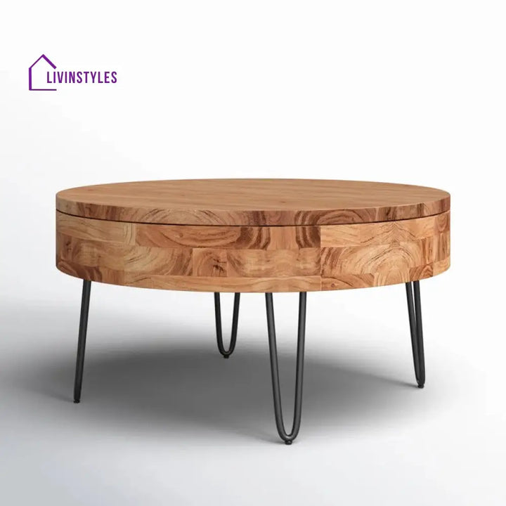 Tanvi Solid Wood and Metal Coffee Table for Living Room