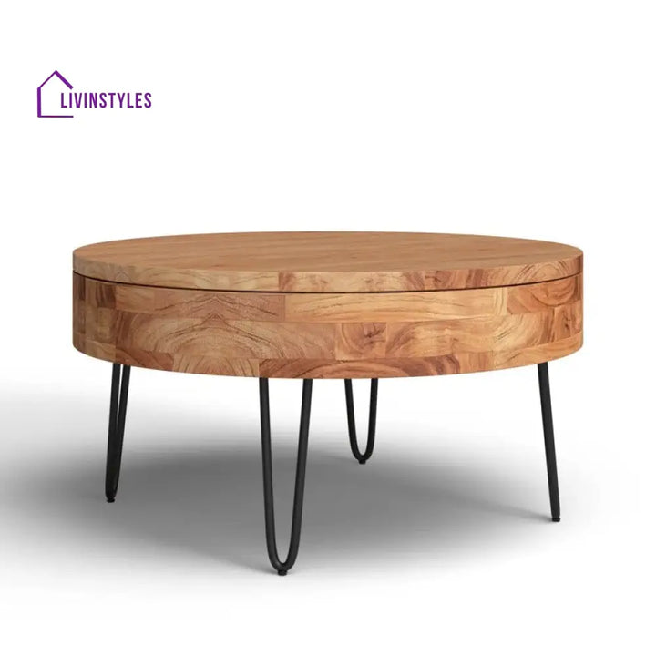 Tanvi Solid Wood and Metal Coffee Table for Living Room