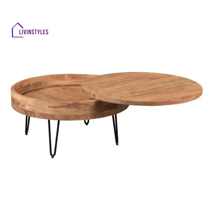 Tanvi Solid Wood and Metal Coffee Table for Living Room