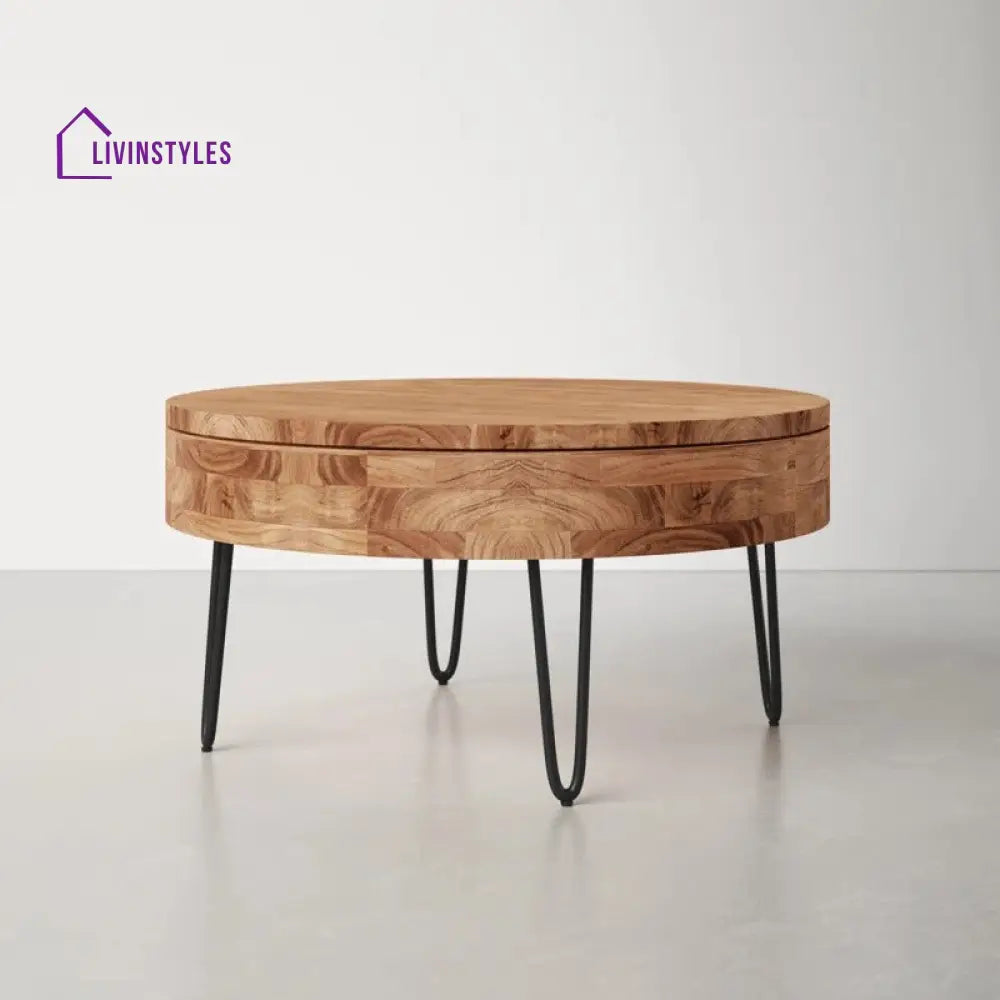 Tanvi Solid Wood and Metal Coffee Table for Living Room