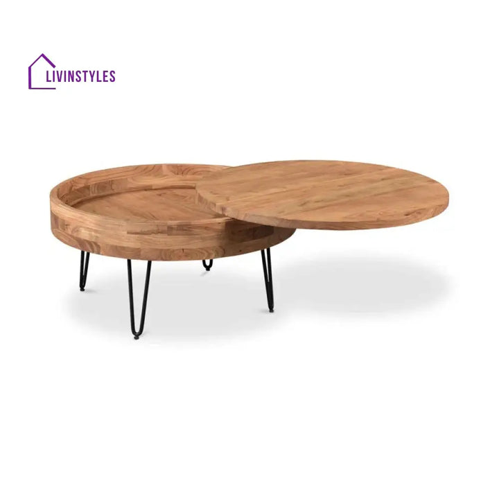 Tanvi Solid Wood and Metal Coffee Table for Living Room