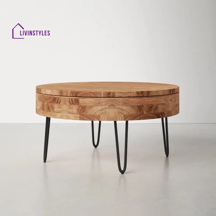 Tanvi Solid Wood and Metal Coffee Table for Living Room