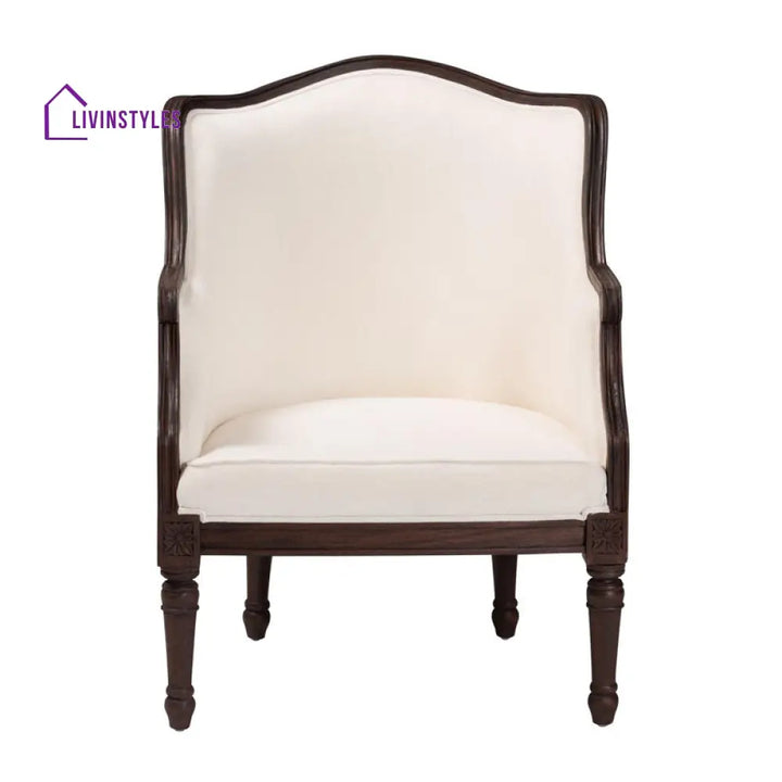 Tanvika Solid Wood and Fabric Arm Chair | Living Room Chair | Lounge Chair