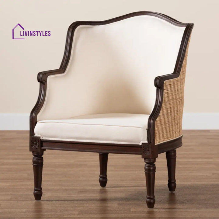 Tanvika Solid Wood and Fabric Arm Chair | Living Room Chair | Lounge Chair