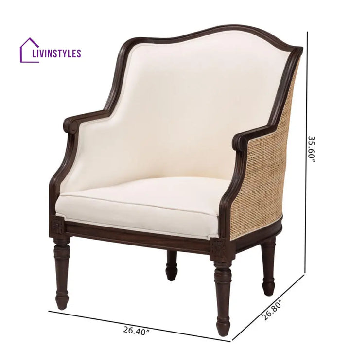 Tanvika Solid Wood and Fabric Arm Chair | Living Room Chair | Lounge Chair