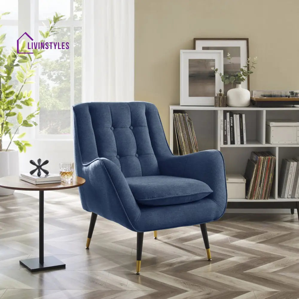 Tanvika Solid Wood and Fabric Arm Chair | Living Room Chair | Lounge Chair