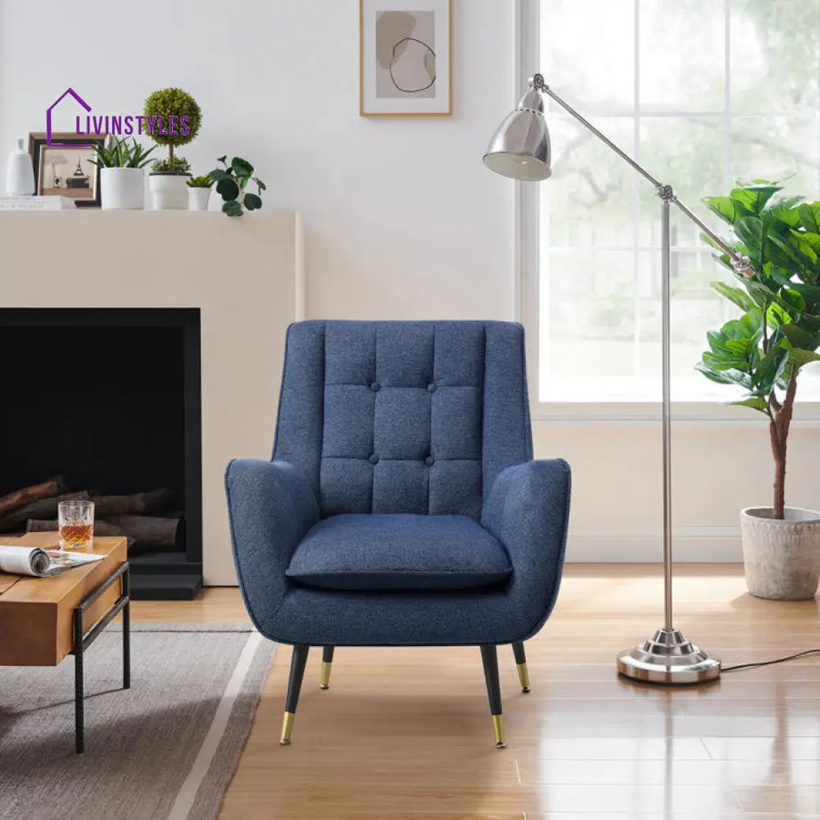 Tanvika Solid Wood and Fabric Arm Chair | Living Room Chair | Lounge Chair