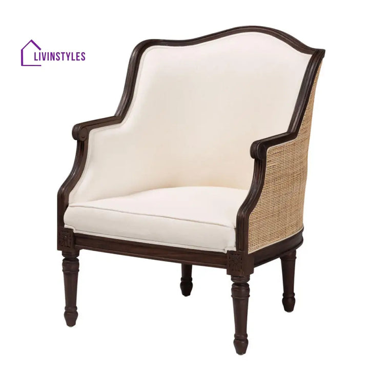 Tanvika Solid Wood and Fabric Arm Chair | Living Room Chair | Lounge Chair