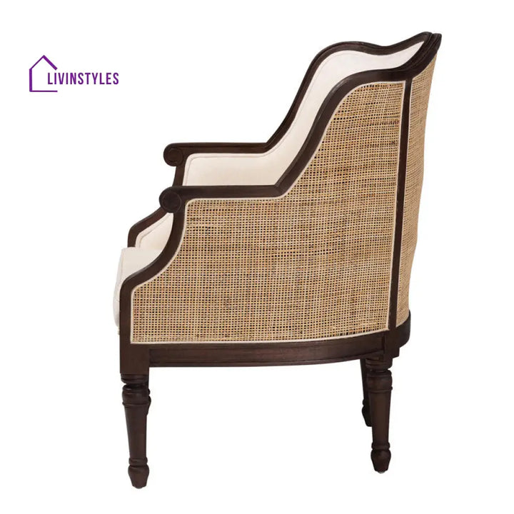 Tanvika Solid Wood and Fabric Arm Chair | Living Room Chair | Lounge Chair