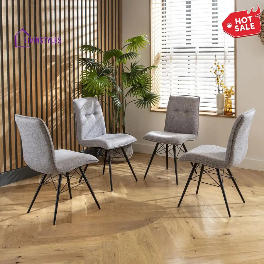 Tanya 4 Sally Modern Fabric Dining Chairs Grey