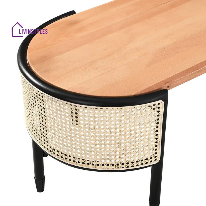 Jeanne Cane Rattan Solid Wood Oval Coffee Table Coffee Tables & Nesting Tables