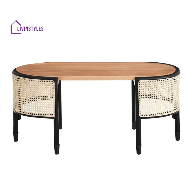 Jeanne Cane Rattan Solid Wood Oval Coffee Table Coffee Tables & Nesting Tables