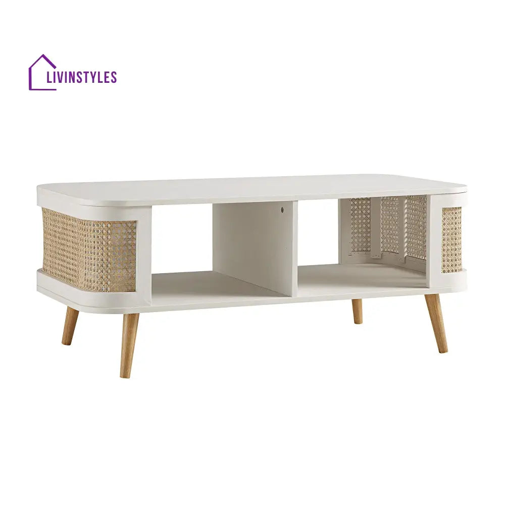 Izzy Curved Rattan Coffee Table White Coffee Table