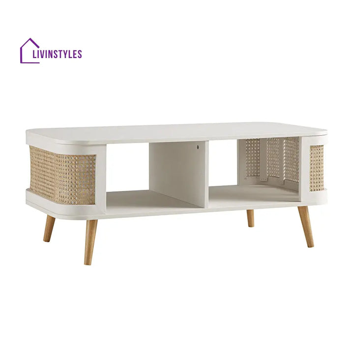 Izzy Curved Rattan Coffee Table White Coffee Table