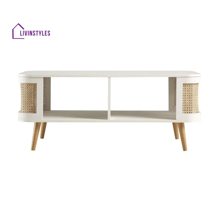 Izzy Curved Rattan Coffee Table White Coffee Table