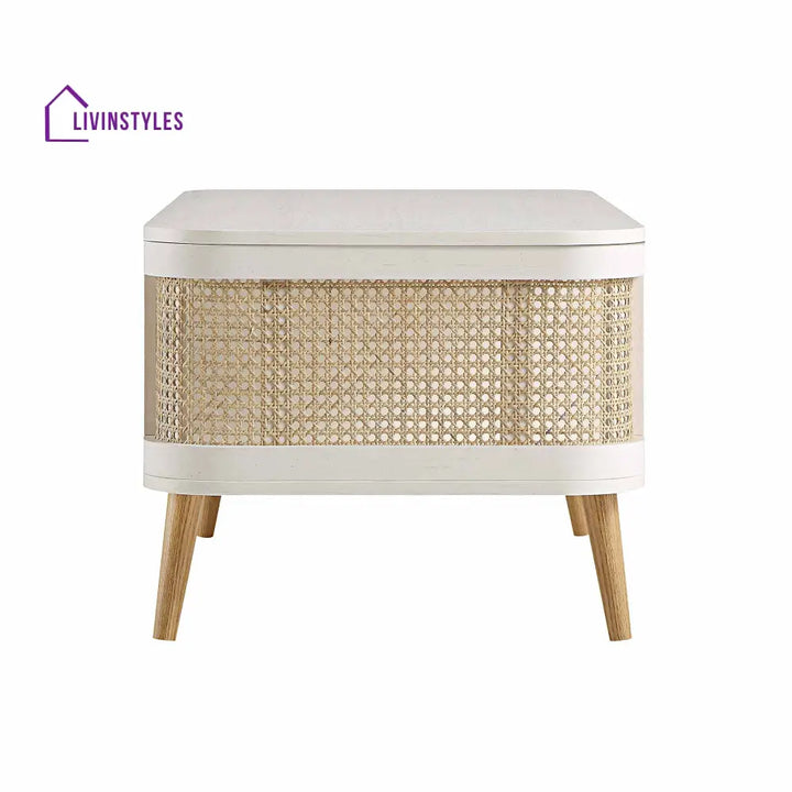 Izzy Curved Rattan Coffee Table White Coffee Table