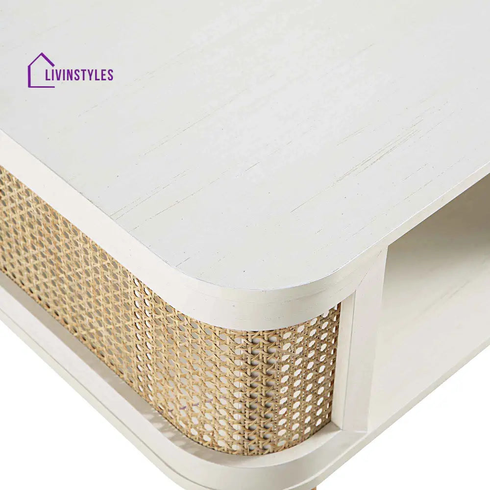Izzy Curved Rattan Coffee Table White Coffee Table