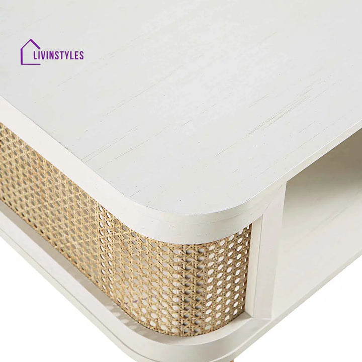 Izzy Curved Rattan Coffee Table White Coffee Table