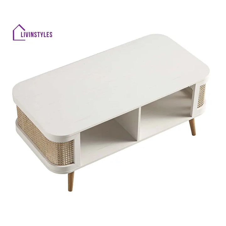 Izzy Curved Rattan Coffee Table White Coffee Table
