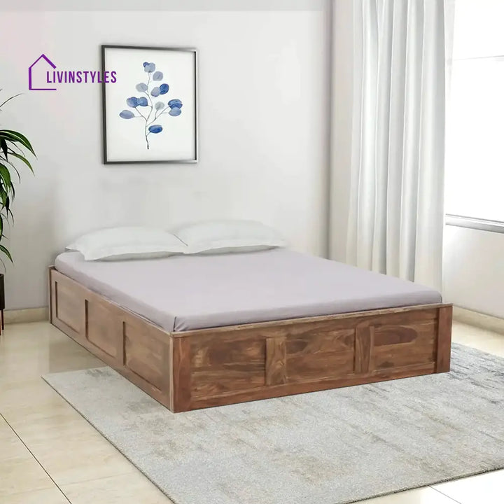 Divyam Sheesham Wood Storage Beds Queen / Natural Bedroom Furniture Sets